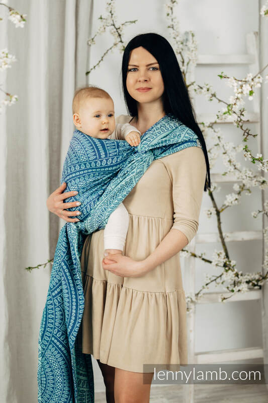 Baby Wrap, Jacquard Weave (100% cotton) - PEACOCK'S TAIL - HEYDAY - size L #babywearing