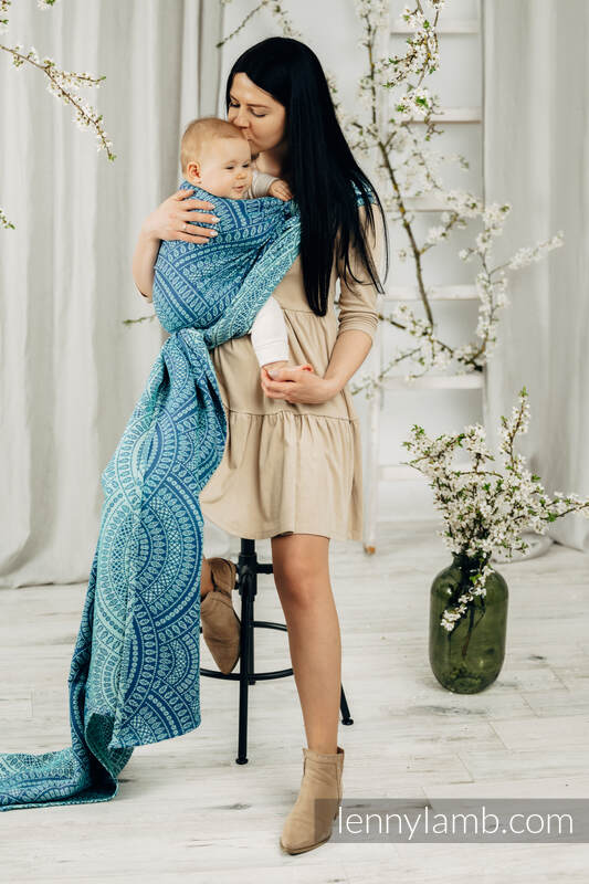 Baby Wrap, Jacquard Weave (100% cotton) - PEACOCK'S TAIL - HEYDAY - size L #babywearing