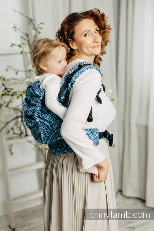LennyPreschool Carrier, Preschool Size, jacquard weave 100% cotton - PEACOCK'S TAIL - HEYDAY  #babywearing