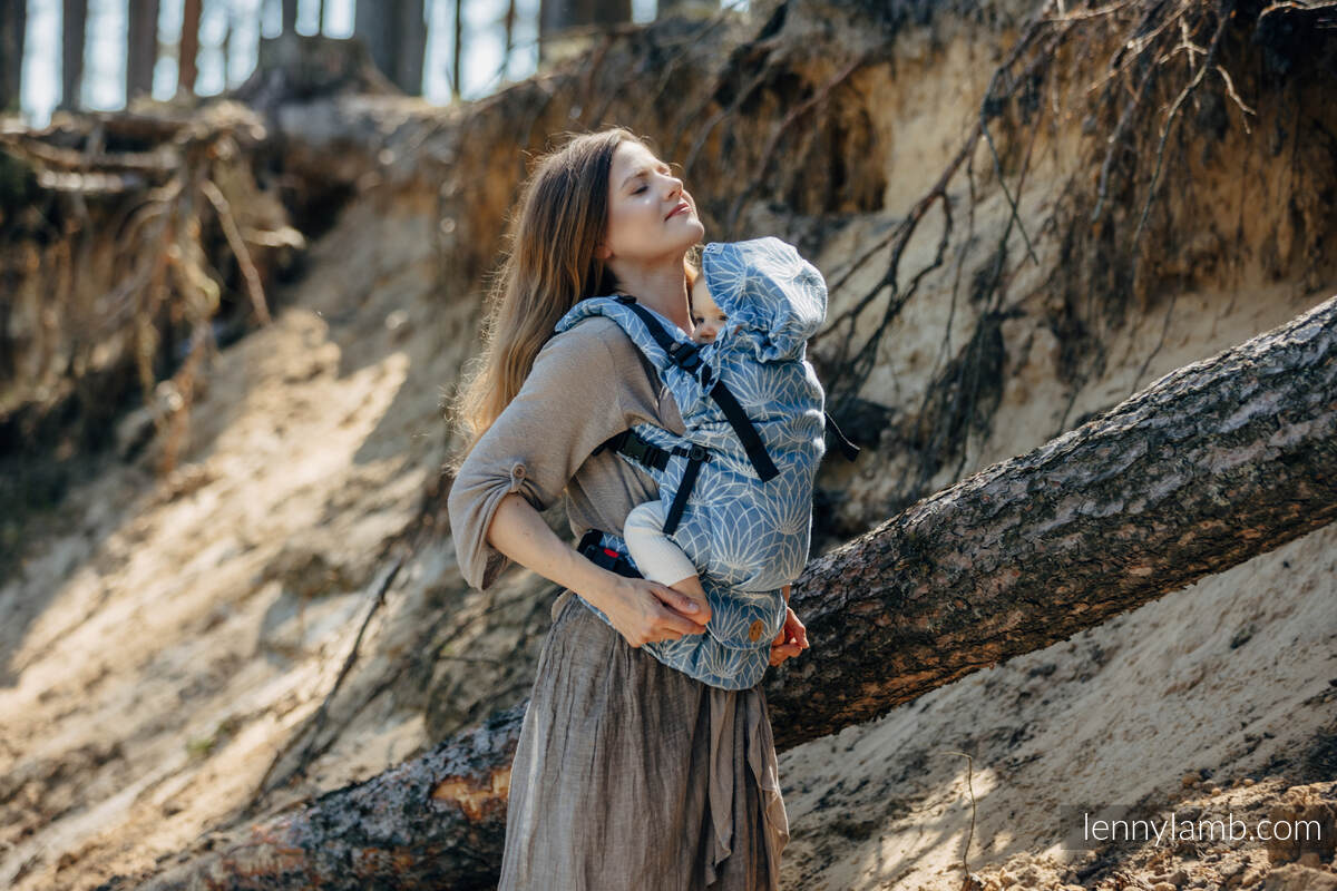 Nosidełko LennyUpGrade z tkaniny żakardowej 100% Len, rozmiar standard - LOTOS - NIEBIESKI  #babywearing