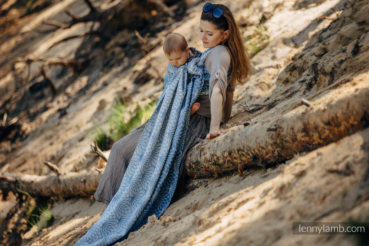 Baby Wrap, Jacquard Weave (100% linen) - LOTUS - BLUE - size M #babywearing
