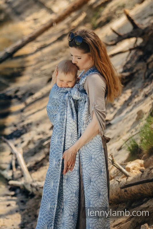 Fular, tejido jacquard (100% lino) - LOTUS - BLUE - talla S #babywearing