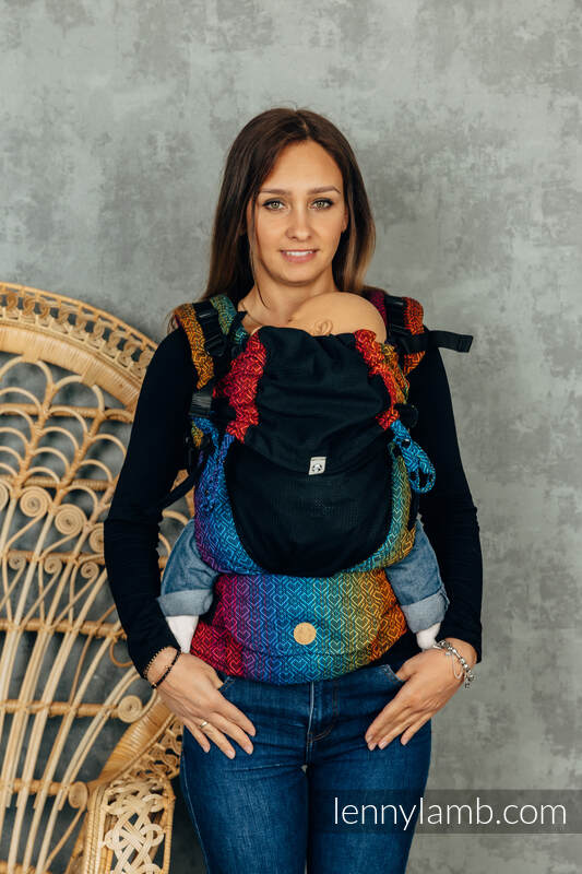 LennyUpGrade Mesh Carrier, Standard Size, jacquard weave (75% cotton, 25% polyester) - BIG LOVE RAINBOW DARK #babywearing