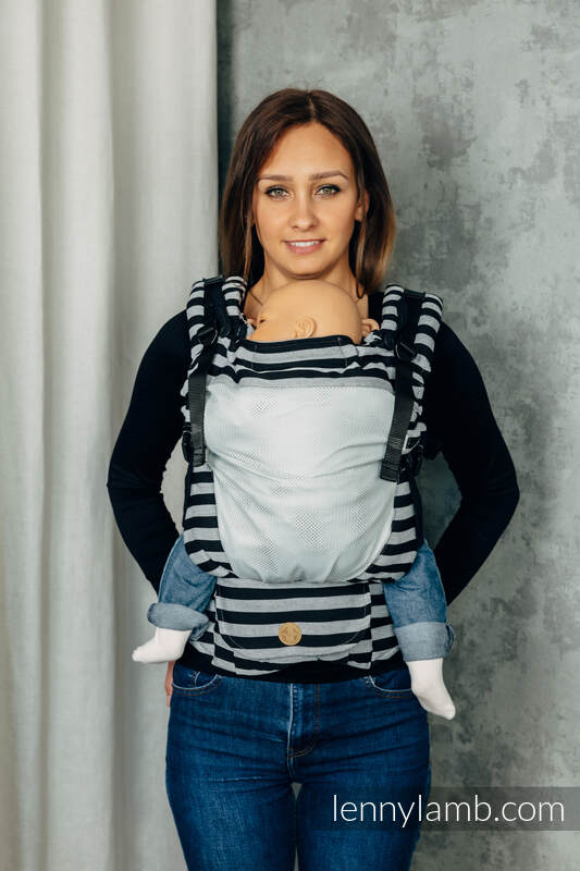 LennyUpGrade Mesh Carrier, Standard Size, broken-twill weave (75% cotton, 25% polyester) - LIGHT & SHADOW (with grey mesh) #babywearing