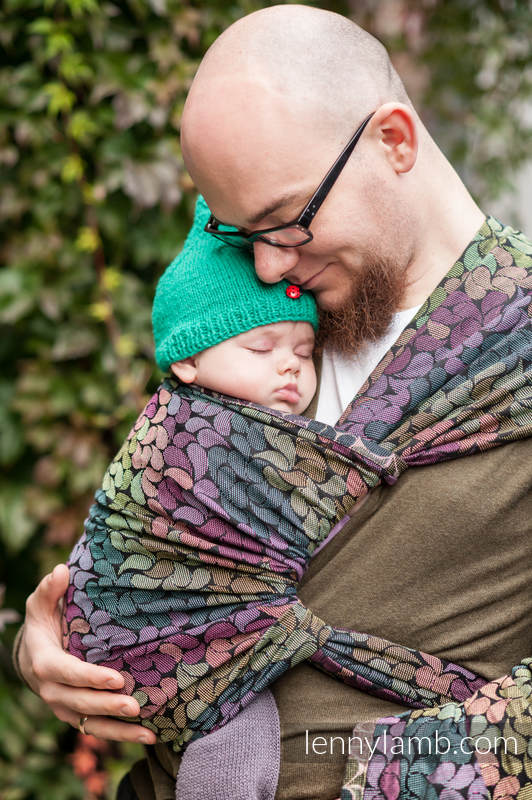 Baby Wrap, Jacquard Weave (100% cotton) - COLORS OF RAIN - size XS #babywearing