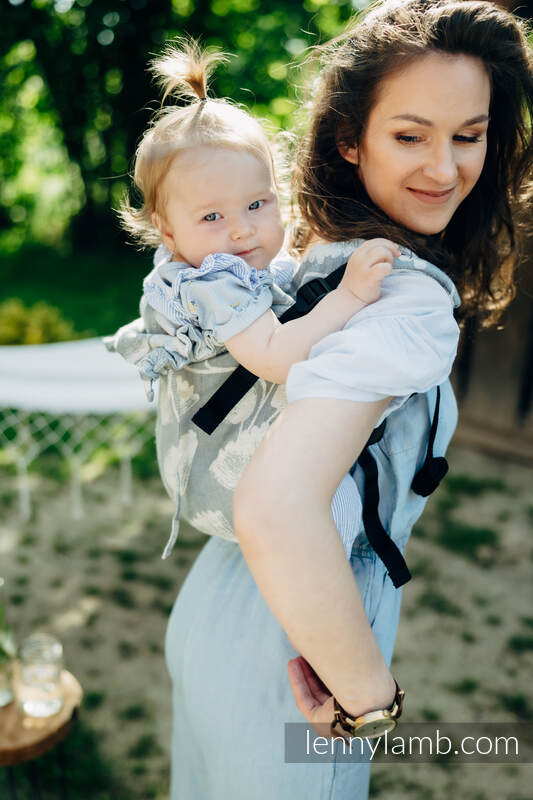 Lenny Buckle Onbuhimo baby carrier, standard size, jacquard weave (100% linen) - VIRIDIFLORA - ASH  #babywearing