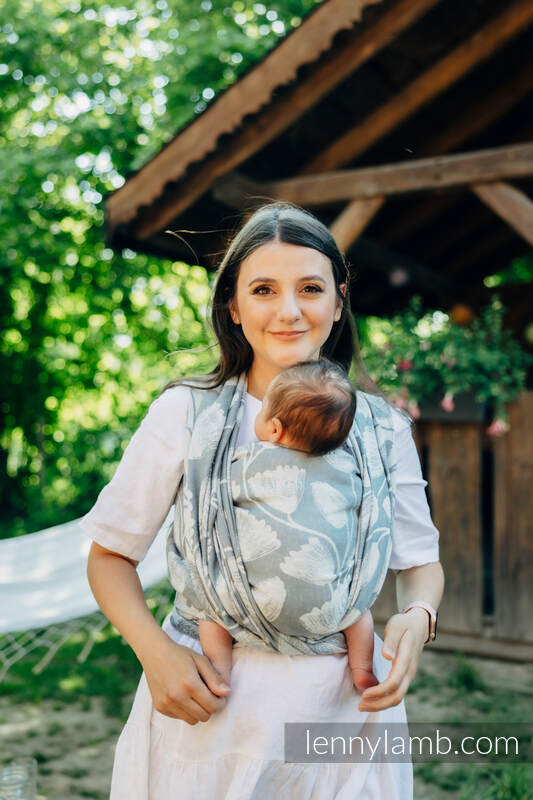 Żakardowa chusta do noszenia dzieci, 100% len - VIRIDIFLORA - ASH - rozmiar XL #babywearing