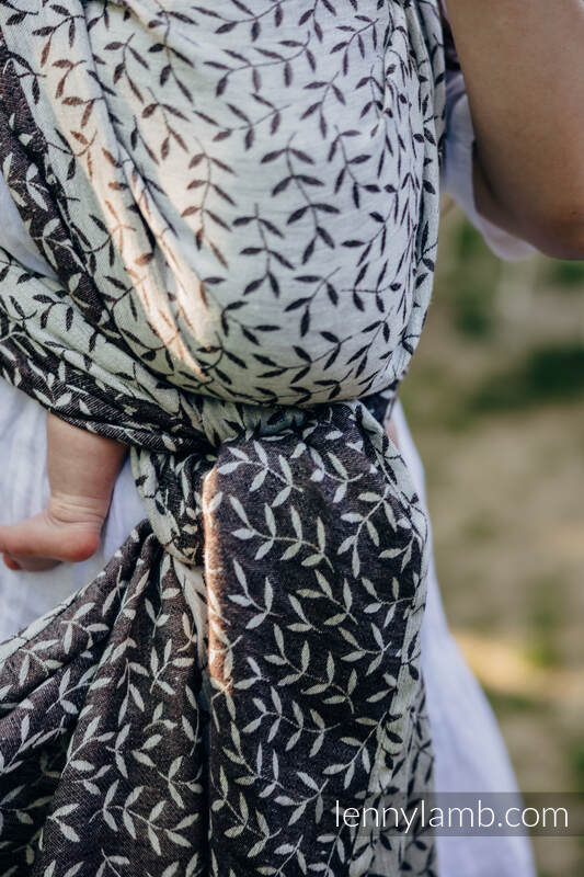 Fascia portabebè, tessitura Jacquard (100% lino) - ENCHANTED NOOK - COCOA - taglia XS #babywearing
