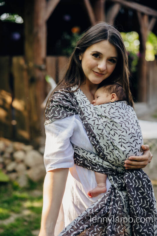 Żakardowa chusta do noszenia dzieci, 100% len - ZACZAROWANY ZAKĄTEK - COCOA - rozmiar XS #babywearing