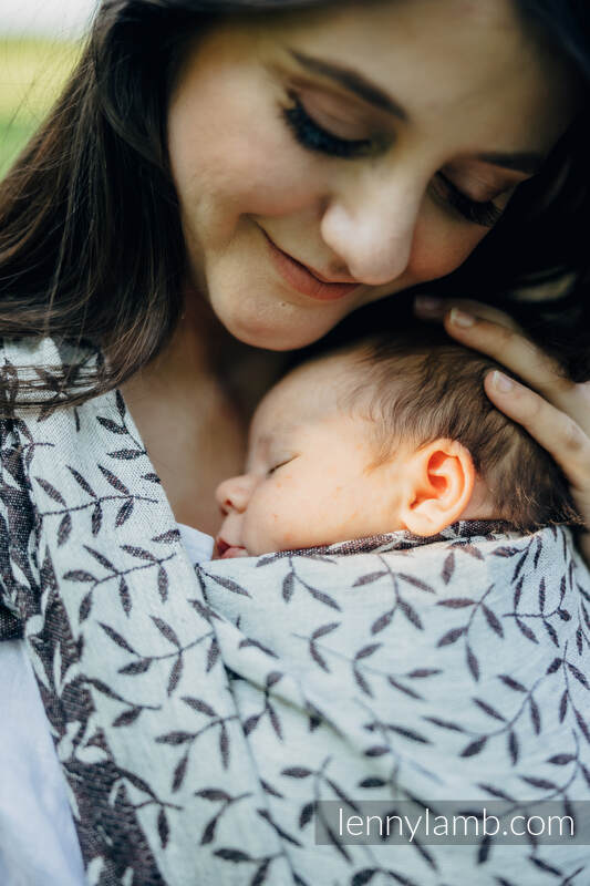 Écharpe, jacquard (100% lin) - ENCHANTED NOOK - COCOA - taille L #babywearing
