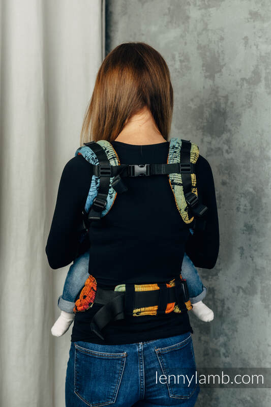 LennyUpGrade Mesh Carrier, Standard Size, jacquard weave (75% cotton, 25% polyester) - SYMPHONY RAINBOW DARK #babywearing