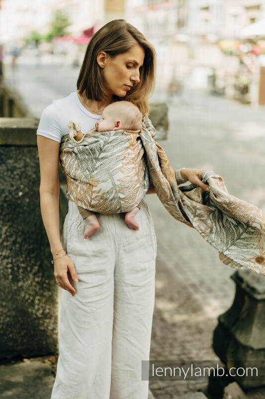 Ringsling, Jacquard Weave, with gathered shoulder (100% linen) - RAINFOREST - SERENE - standard 1.8m #babywearing