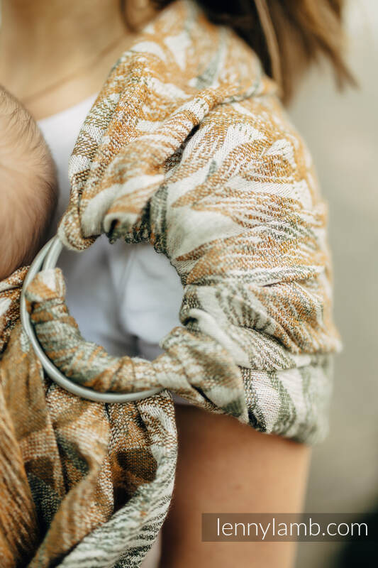 Ringsling, Jacquard Weave, with gathered shoulder (100% linen) - RAINFOREST - SERENE - standard 1.8m #babywearing