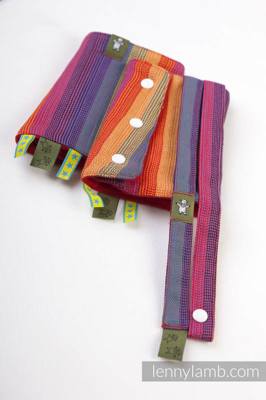 Drool Pads & Reach Straps Set, (60% cotton, 40% polyester) - SUNSET RAINBOW COTTON #babywearing