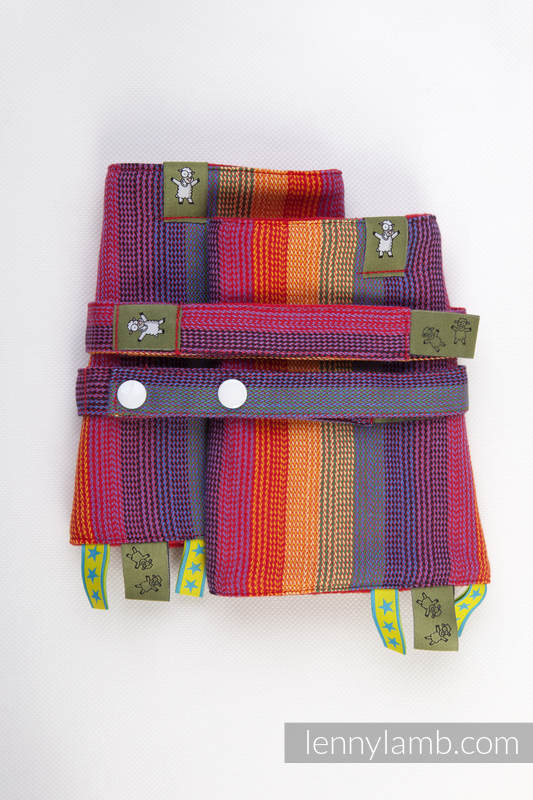 Drool Pads & Reach Straps Set, (60% cotton, 40% polyester) - SUNSET RAINBOW COTTON #babywearing