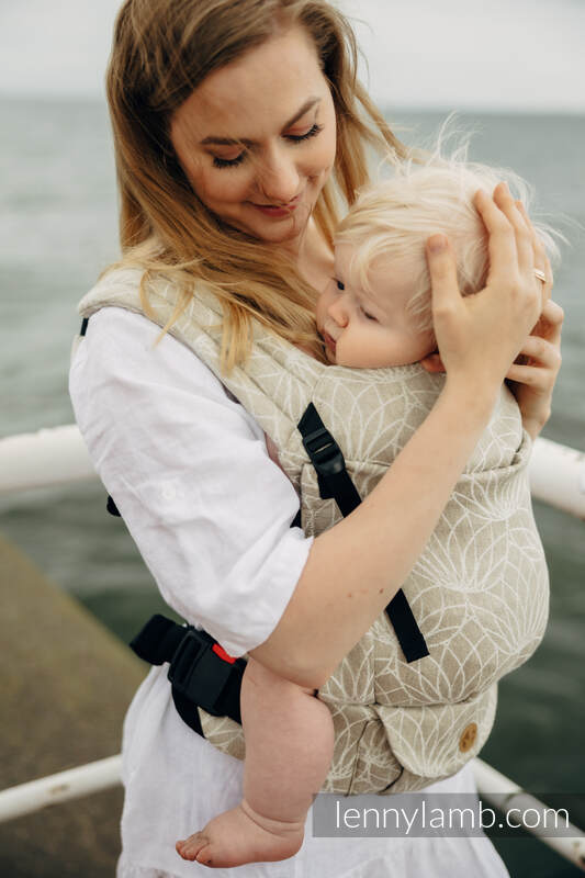 Nosidełko LennyLight z tkaniny żakardowej 100% Len, rozmiar standard - LOTOS - NATURALNY  #babywearing