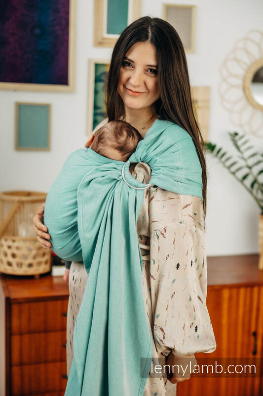 Ringsling, Broken twill Weave (100% cotton), with gathered shoulder - AGAVE - standard 1.8m #babywearing