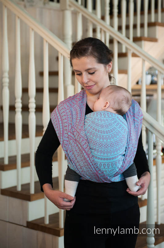 Baby Wrap, Jacquard Weave (100% cotton) - PEACOCK'S TAIL - size S #babywearing