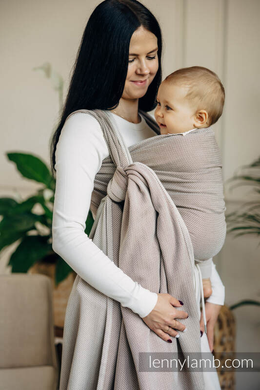 Baby Sling, Herringbone Weave (100% cotton) - LITTLE HERRINGBONE ALMOND - size XL #babywearing