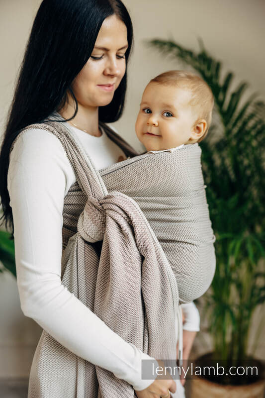 Baby Sling, Herringbone Weave (100% cotton) - LITTLE HERRINGBONE ALMOND - size M #babywearing