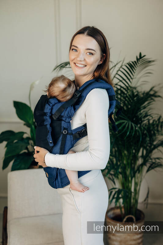 My First Baby Carrier - LennyUpGrade with Mesh, Standard Size, herringbone weave (75% cotton, 25% polyester) - COBALT #babywearing