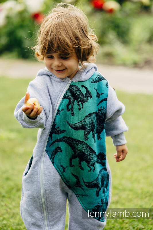 Grenouillère ours - taille 62 - Gris Chiné avec Jurassic Park #babywearing