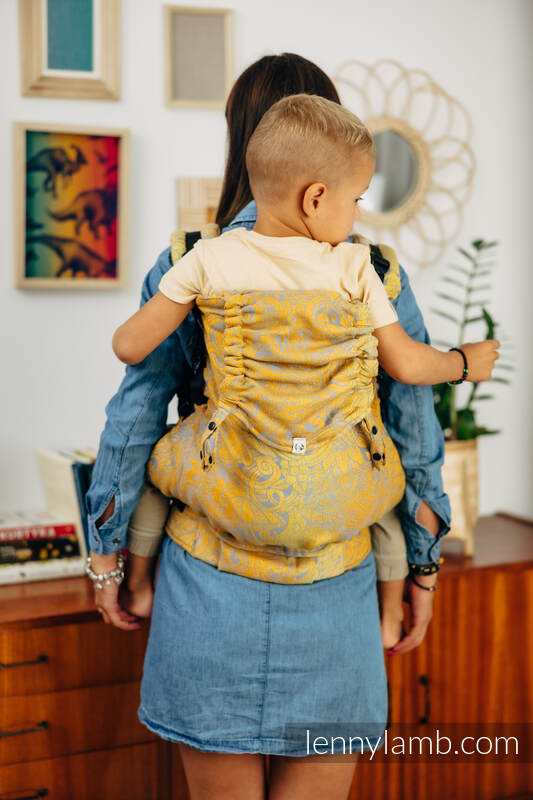Nosidełko LennyPreschool  z tkaniny żakardowej 95% bawełna, 5% przędza metalizowana, rozmiar preschool - HARVEST - FIELDS OF GOLD #babywearing