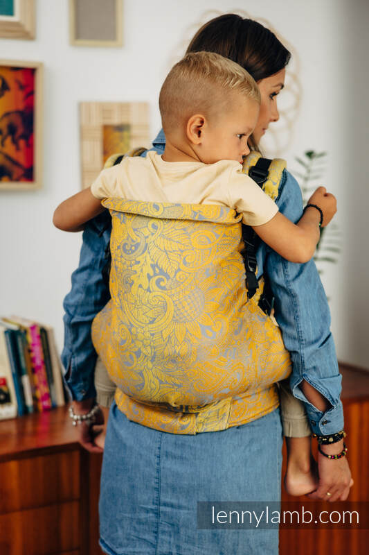 Nosidełko LennyPreschool  z tkaniny żakardowej 95% bawełna, 5% przędza metalizowana, rozmiar preschool - HARVEST - FIELDS OF GOLD #babywearing