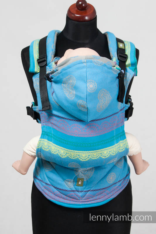 Nosidełko Ergonomiczne z tkaniny żakardowej 100% bawełna , Baby Size, NIEBIAŃSKA KORONKA #babywearing