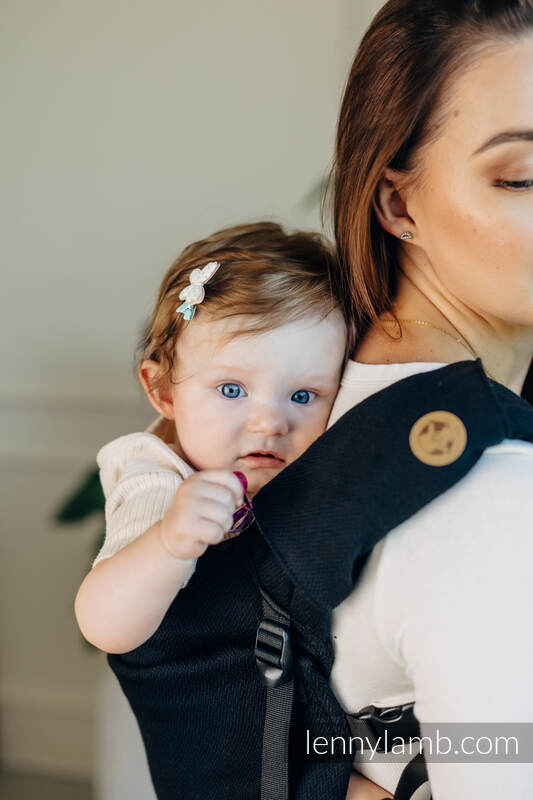 Ensemble protège bretelles et sangles pour capuche (60% coton, 40% polyester)  - LITTLE HERRINGBONE EBONY BLACK  #babywearing