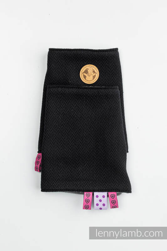 Ensemble protège bretelles et sangles pour capuche (60% coton, 40% polyester)  - LITTLE HERRINGBONE EBONY BLACK  #babywearing