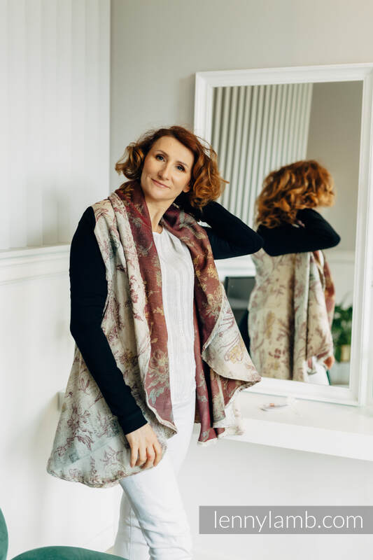 Cardigan long - taille L/XL - HERBARIUM - RECLAIMED BY NATURE (40% Coton, 29% Laine mérinos, 13% Cachemire, 9% Polyester, 7% Soie, 2% Elastan) #babywearing
