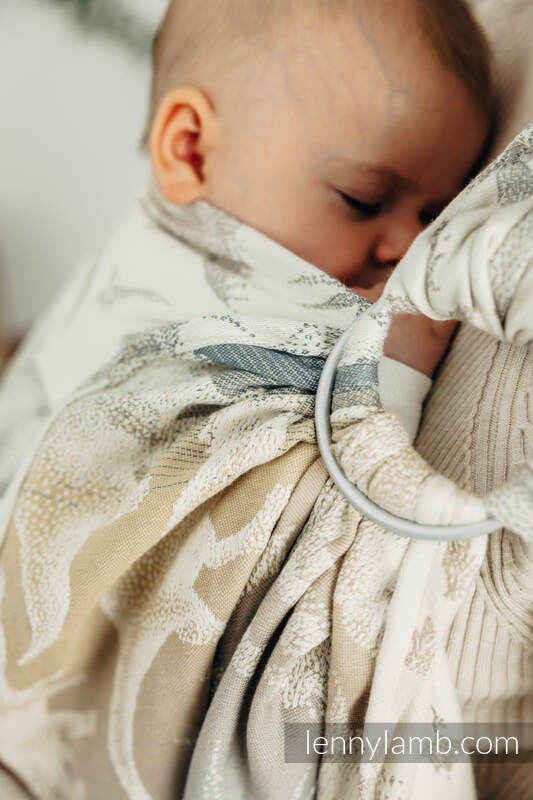 Żakardowa chusta kółkowa do noszenia dzieci, 100% bawełna, ramię bez zakładek - PARK JURAJSKI - ICE DESERT - standard 1.8m (drugi gatunek) #babywearing