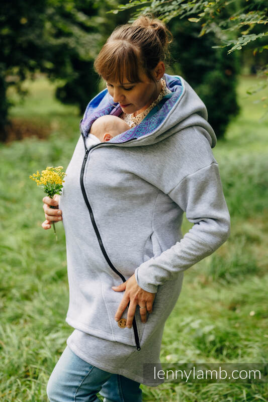 Asymetryczna Bluza - Szary Melanż z Pawi Ogon Fantazja - rozmiar 5XL #babywearing