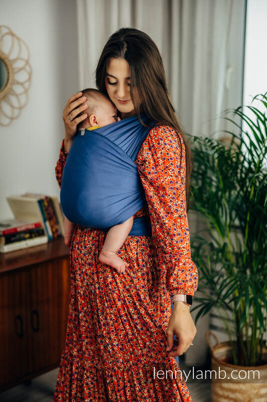 Chusta do noszenia dzieci, elastyczna - Lapis Lazuli - rozmiar standardowy 5.0 m #babywearing