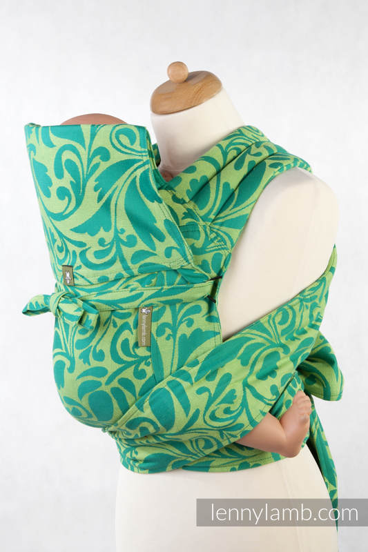 Mei-Tai Carrier, Toddler Size, jacquard weave 100% cotton - TWISTED LEAVES Green & Yellow #babywearing