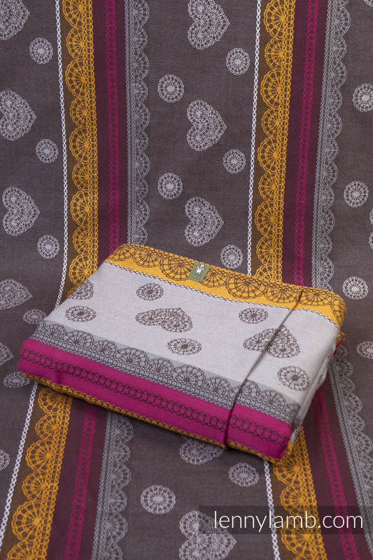 Kawowa Koronka, tkanina żakardowa, 100% bawełna, szerokość 140 cm, gramatura 280 g/m² #babywearing