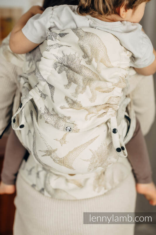 Mochila LennyHybrid Half Buckle, talla preschool, tejido jaqurad 100% algodón - JURASSIC PARK - ICE DESERT #babywearing