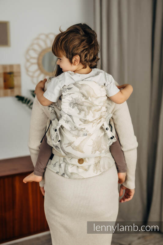 LennyHybrid Half Buckle Carrier, Preschool Size, jacquard weave 100% cotton - JURASSIC PARK - ICE DESERT #babywearing
