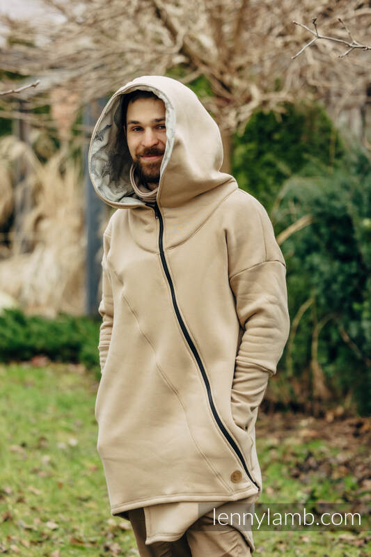 Asymmetrical Hoodie - Beige with Jurassic Park - Ice Desert - size XXS #babywearing