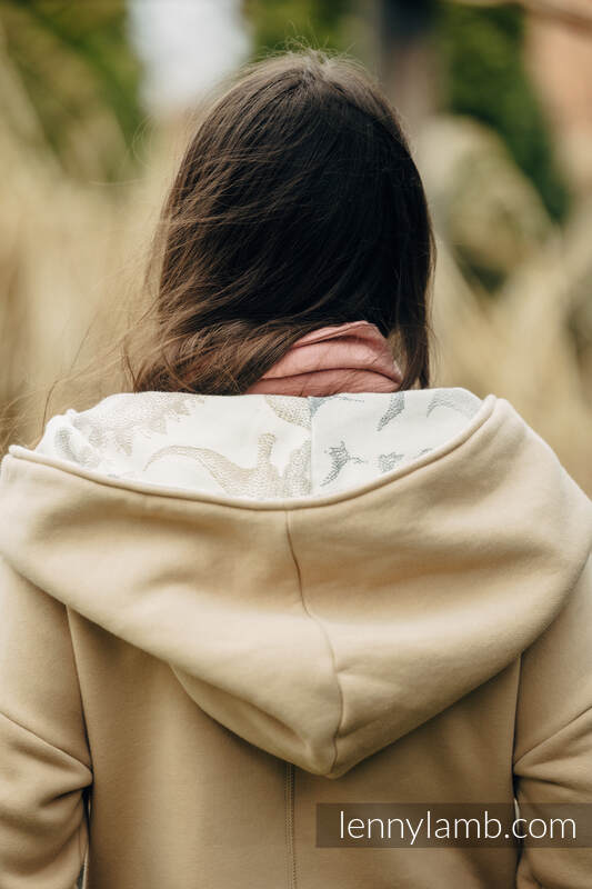 Chaqueta asimétrica con capucha - Beige con Jurassic Park - Ice Desert - talla XXS #babywearing