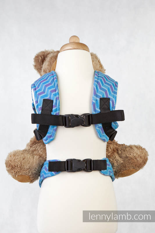Doll Carrier made of woven fabric, 100% cotton  - ZIG ZAG TURQUOISE AND PINK #babywearing
