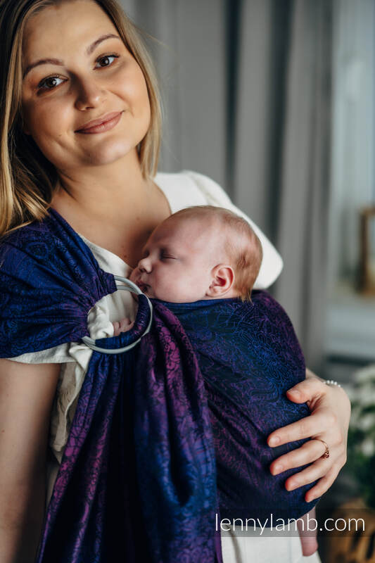 Ringsling, Jacquard Weave (100% cotton), with gathered shoulder - WILD WINE - BOUQUET - standard 1.8m #babywearing