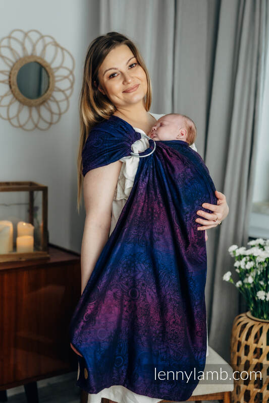 Ringsling, Jacquard Weave (100% cotton), with gathered shoulder - WILD WINE - BOUQUET - standard 1.8m #babywearing