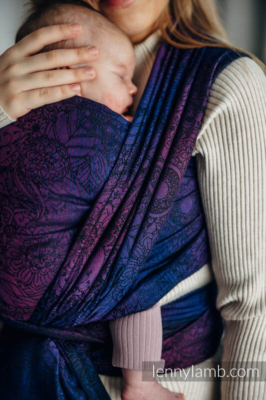 Baby Wrap, Jacquard Weave (100% cotton) - WILD WINE - BOUQUET - size S #babywearing