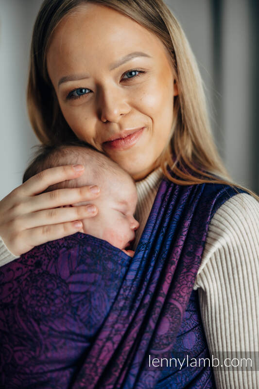 Baby Wrap, Jacquard Weave (100% cotton) - WILD WINE - BOUQUET - size XL #babywearing