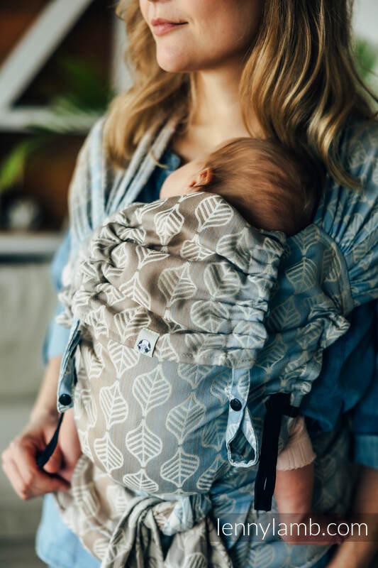 Mochila LennyHybrid Half Buckle, talla estándar, tejido jaqurad 100% algodón - PETALS - RESTFUL #babywearing