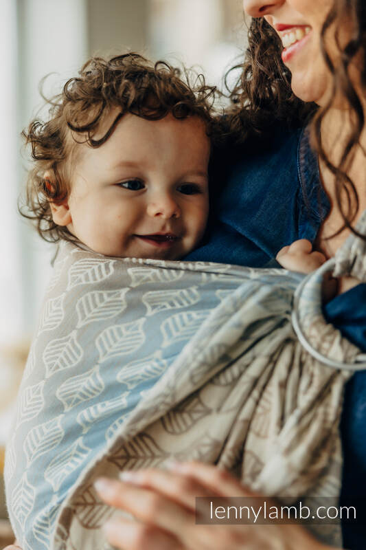 Żakardowa chusta kółkowa do noszenia dzieci, (100% bawełna), ramię bez zakładek - PŁATKI - RESTFUL - standard 1.8m #babywearing
