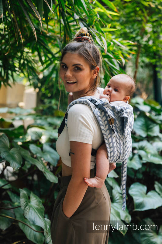 Lenny Buckle Onbuhimo baby carrier, standard size, jacquard weave (100% bamboo viscose) - CATKIN - WILLOW #babywearing