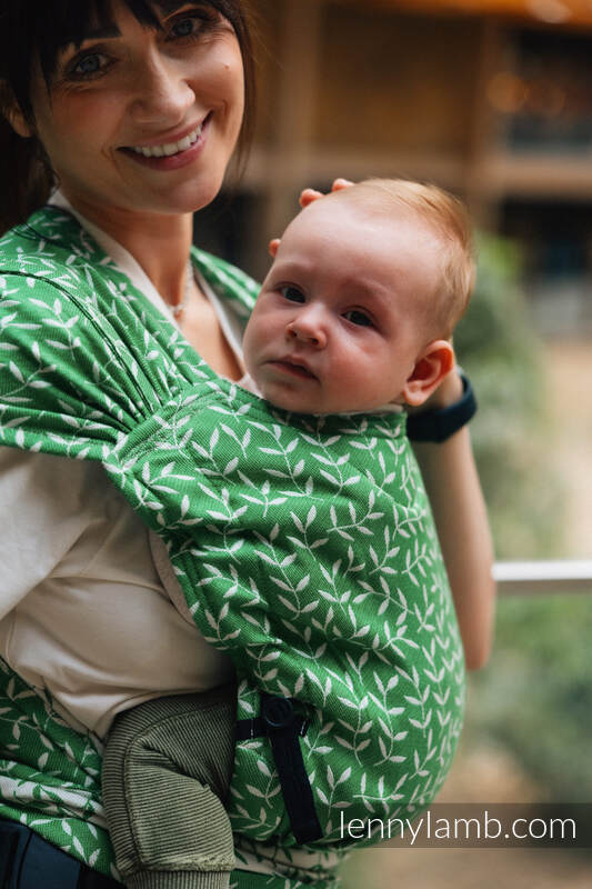 Mochila LennyHybrid Half Buckle, talla estándar, tejido jaqurad (54% algodón, 46% TENCEL) - ENCHANTED NOOK - EVERGREEN #babywearing